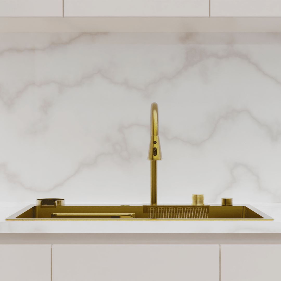 Şelale Tasarımlı Akıllı Eviye As 3541 75×45 cm Gold